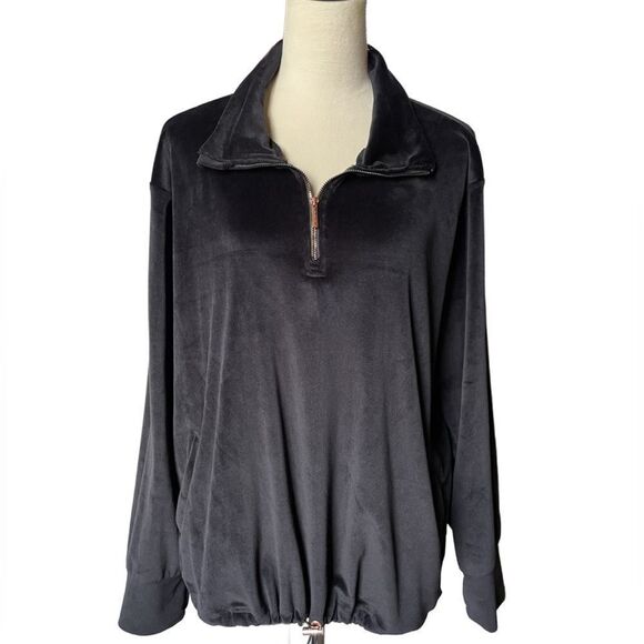 3/$20 Nine West Active Black Velour Pullover w/Elastic Bottoms & Rose Gold (XL) - Picture 1 of 12